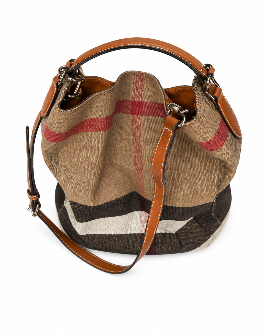 Pre-owned Burberry Medium Ashby hobo bag in check canvas, authenticated by MIKUN — view 1 of 3