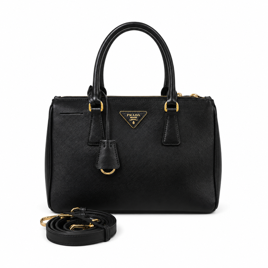 Prada Galleria Saffiano Leather Bag Black Medium 30x20x13