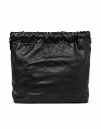 CHANEL 22 Large Handbag Black Quilted Leather Gold Tone Hardware