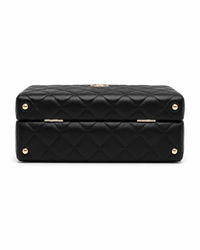 CHANEL Quilted Top Handle Camera Bag Black Leather Gold Tone Hardware