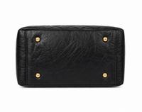 CHANEL Bowling Bag Black Quilted Leather Gold Tone Hardware