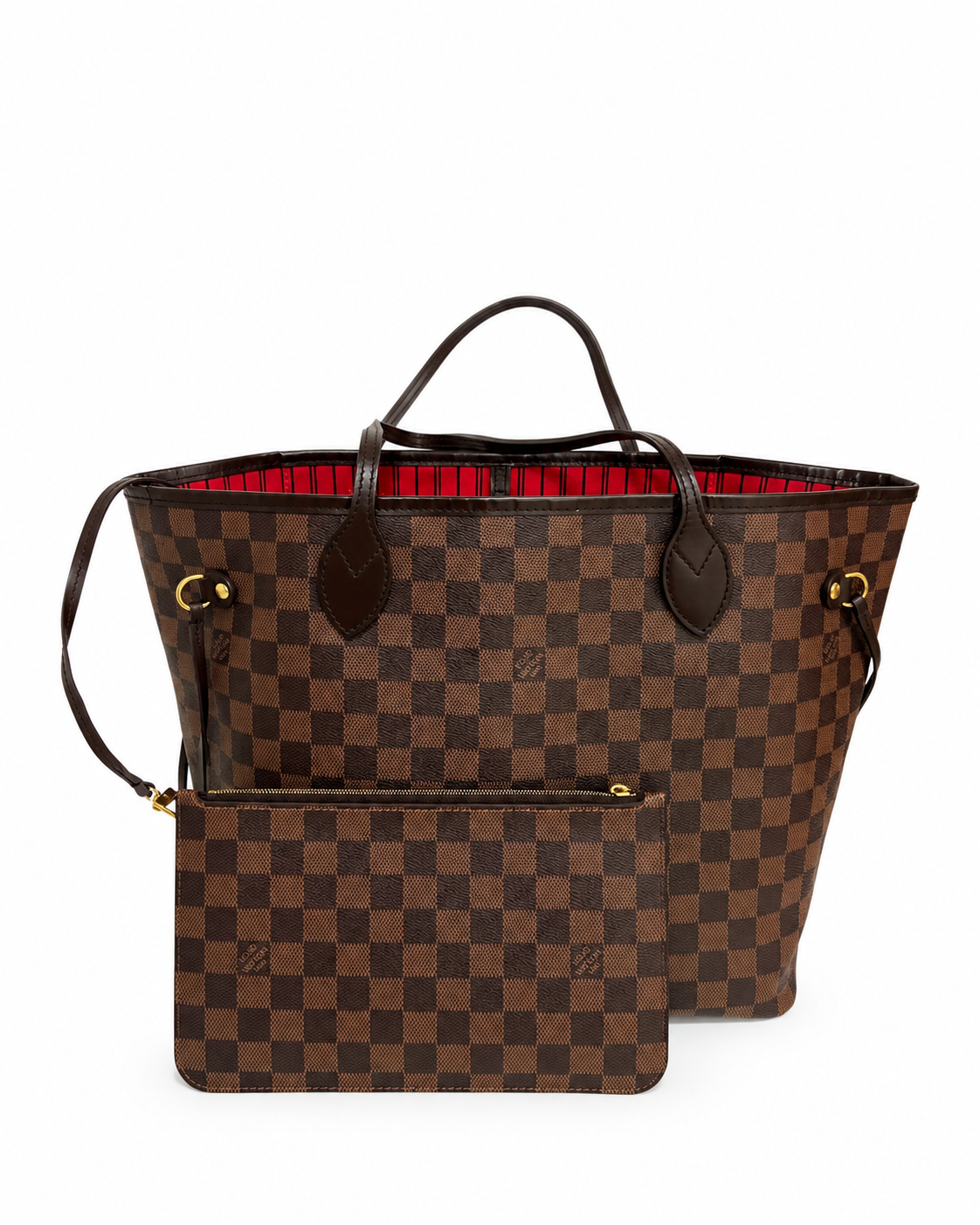 Louis Vuitton Neverfull MM Damier Ebene Tote with Pochette