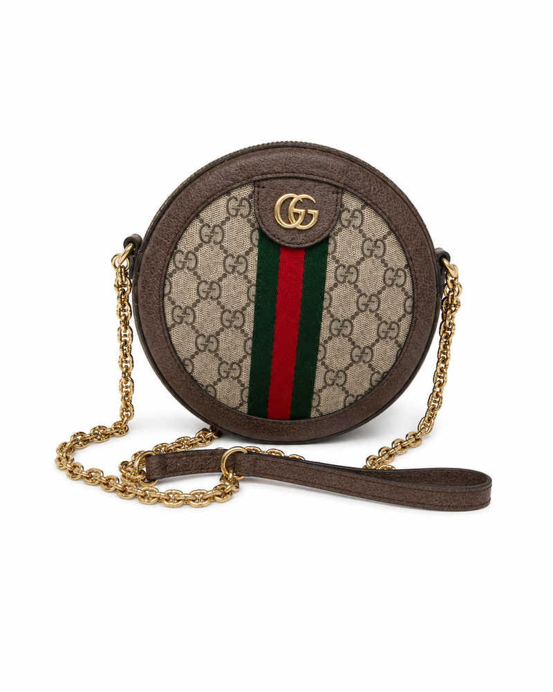 Gucci Ophidia Round Mini Shoulder Bag GG Supreme Canvas