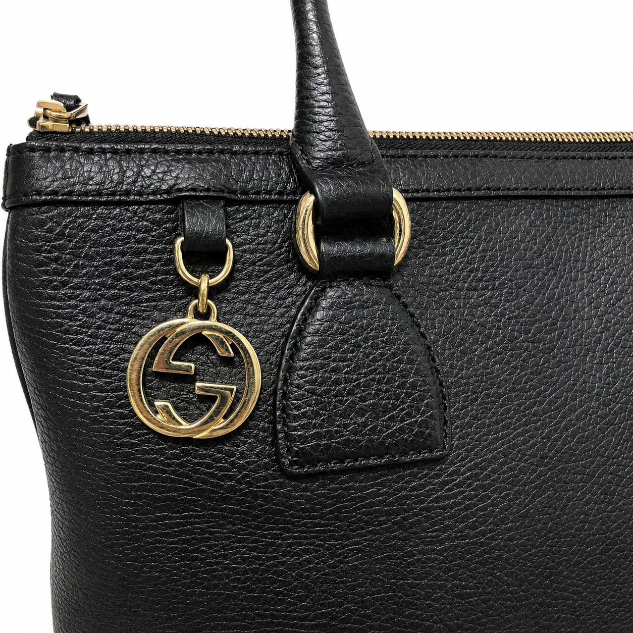 Gucci Dollar Calfskin Interlocking G Charm Satchel