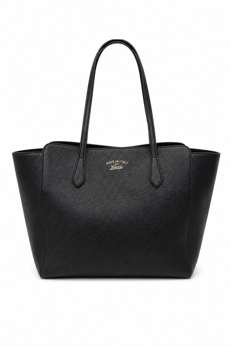 Gucci Swing Tote Bag Black Leather