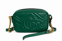 Gucci GG Marmont Small Chevron Chain Shoulder Bag — Green