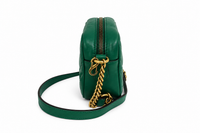 Gucci GG Marmont Small Chevron Chain Shoulder Bag — Green