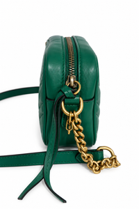 Gucci GG Marmont Small Chevron Chain Shoulder Bag — Green