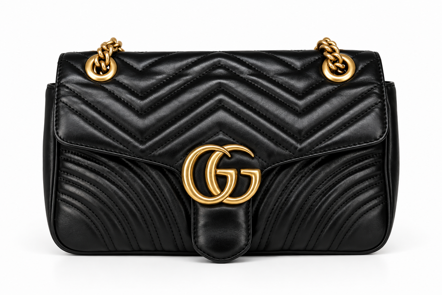 Gucci GG Marmont Small Matelassé Shoulder Bag — Black