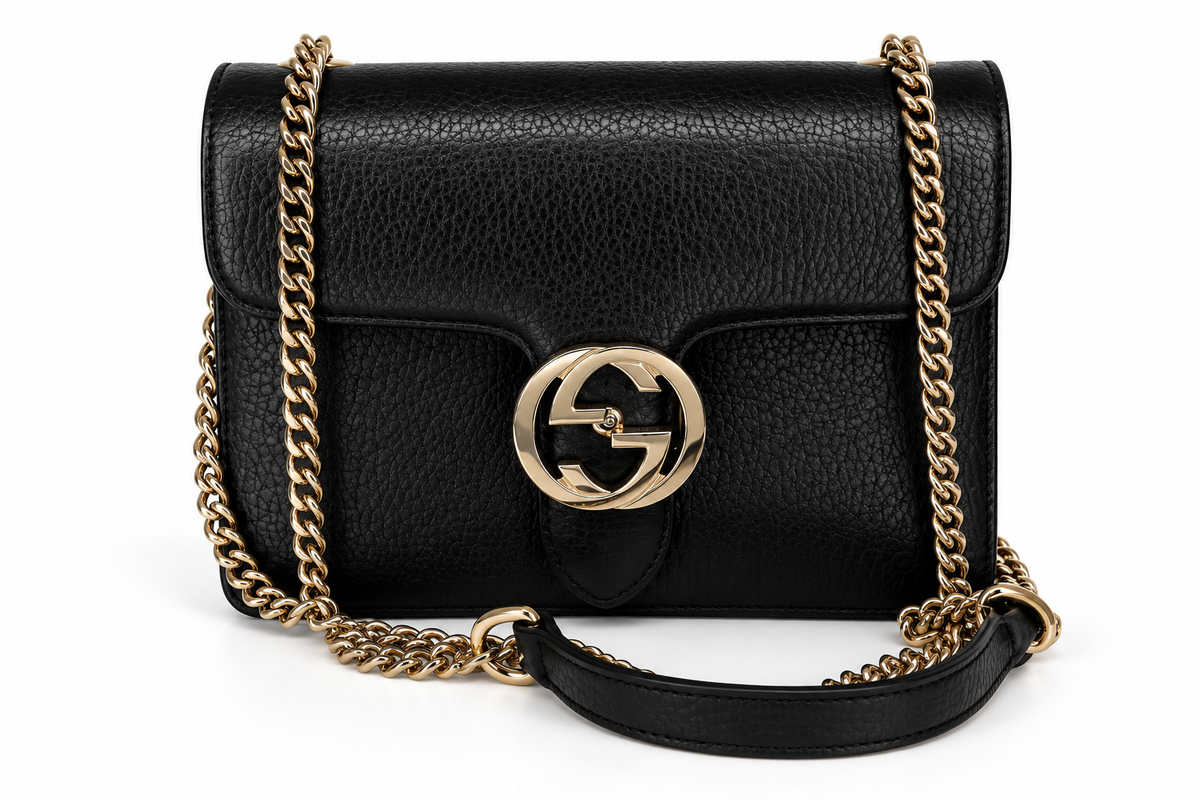 Gucci Interlocking G Small Shoulder Bag — Black