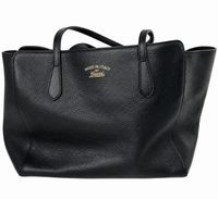 Gucci Swing Medium Leather Tote — Black