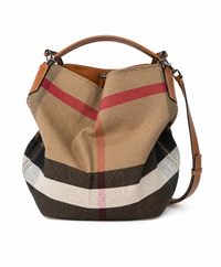Burberry Medium Ashby Canvas Check Hobo Bag