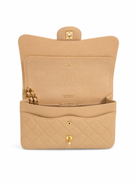 CHANEL Jumbo Classic Double Flap Beige Clair Caviar Leather Gold Tone Hardware