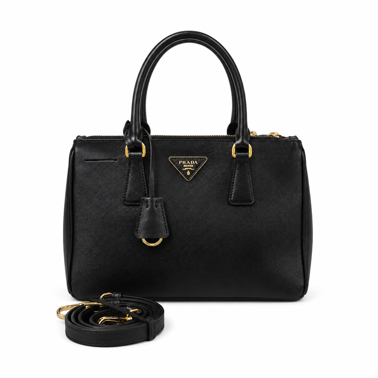 Prada Galleria Saffiano Leather Bag Black Medium 30x20x13
