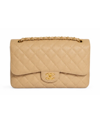 CHANEL Jumbo Classic Double Flap in Beige Clair Caviar, front view