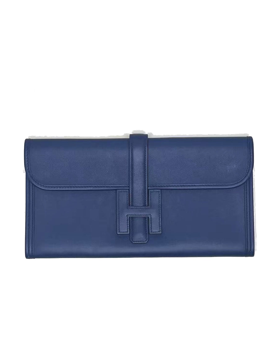 Hermès Jige Elan 29 Clutch in Bleu Saphir Swift